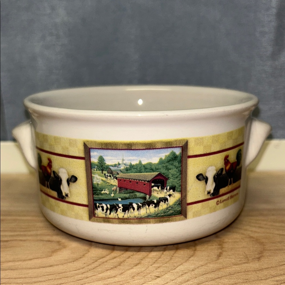 Lowell Herrero Cow Dairy Soup Bowls Mug Farmhouse Ceramic Bowl with Cow Design